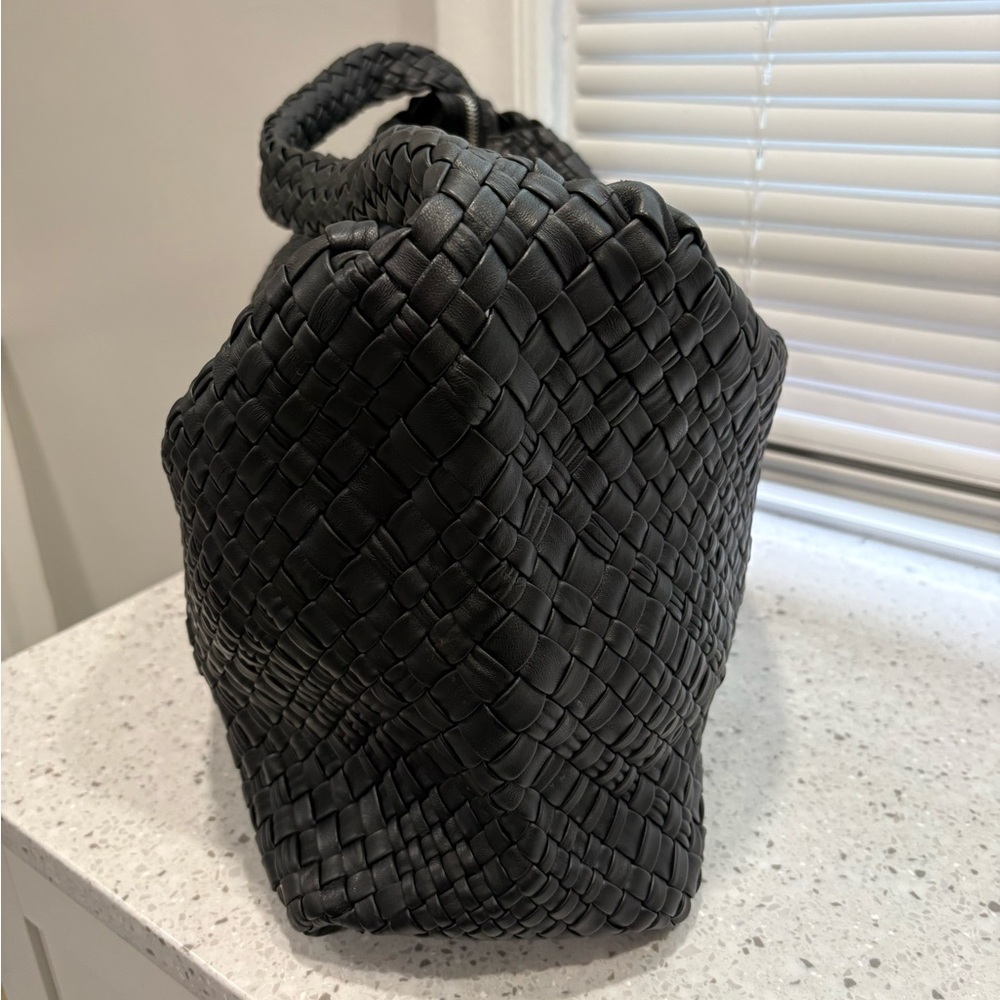 XL Botegga style Woven Leather Hobo Falor Bag - Black/ silver NWOT - Picture 13 of 14